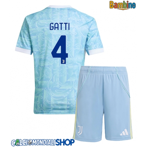 Maglie da calcio Juventus Federico Gatti #4 Seconda Maglia Bambino 2025-26 Manica Corta + Pantaloni corti)